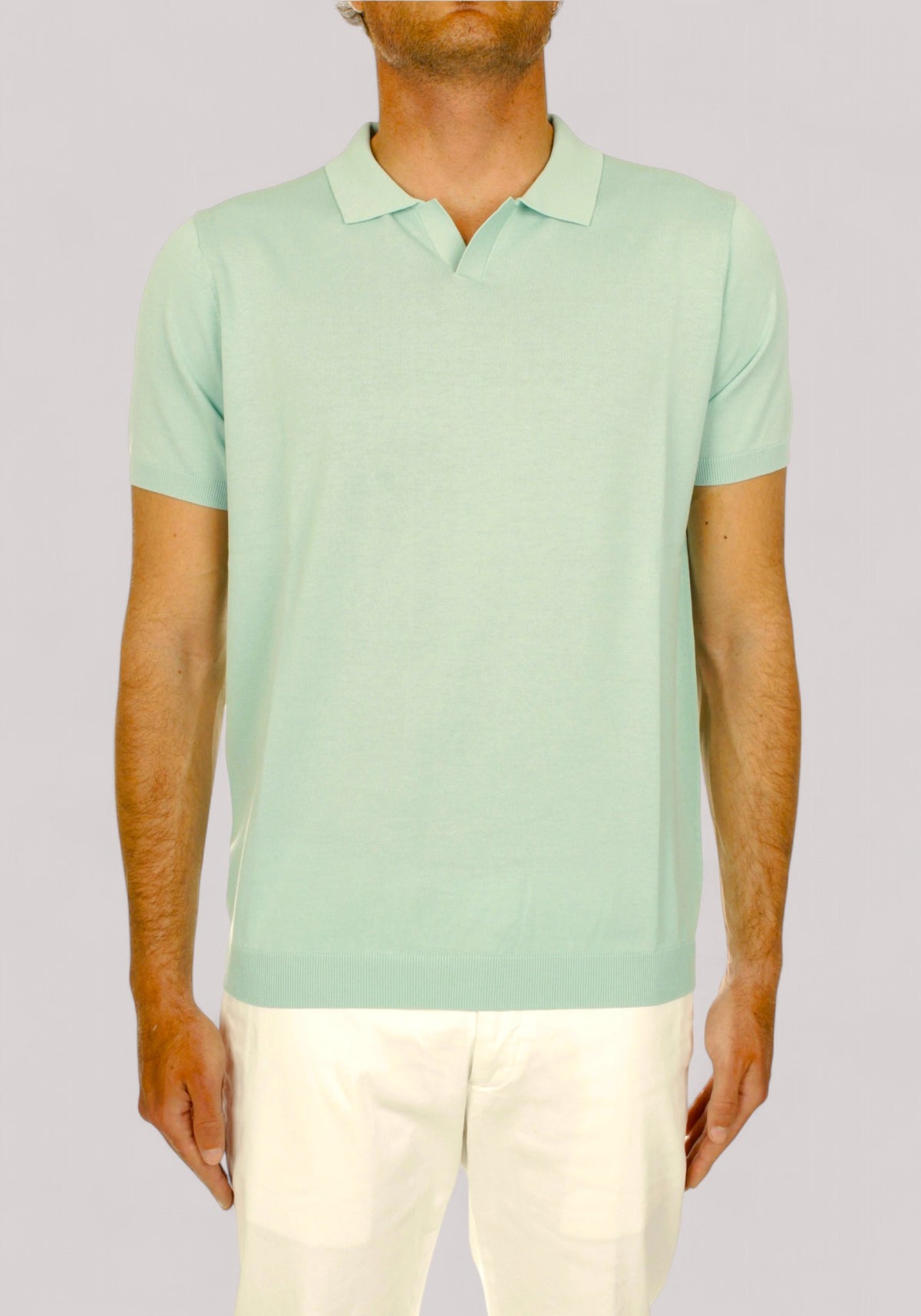 POLO UOMO IN JERSEY VERDE PASTELLO - Linassi