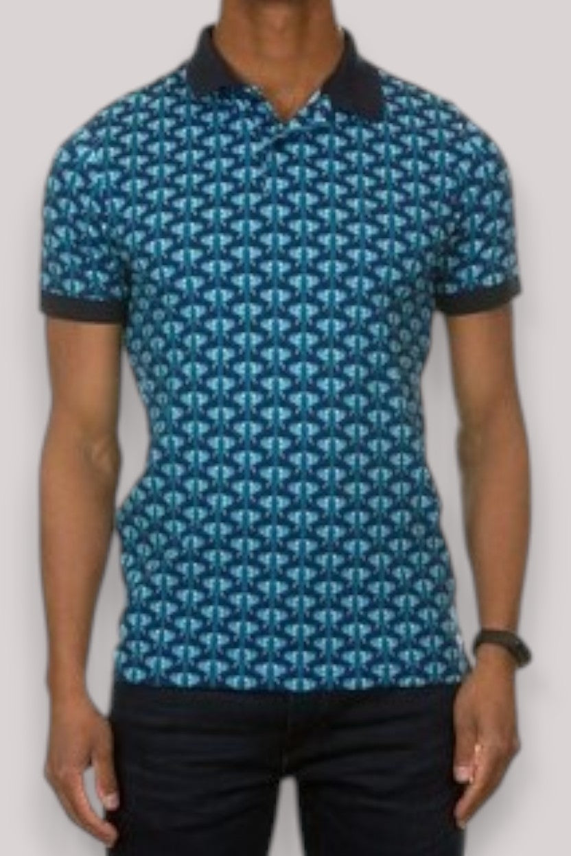 POLO UOMO FANTASIA NAVY BLUE