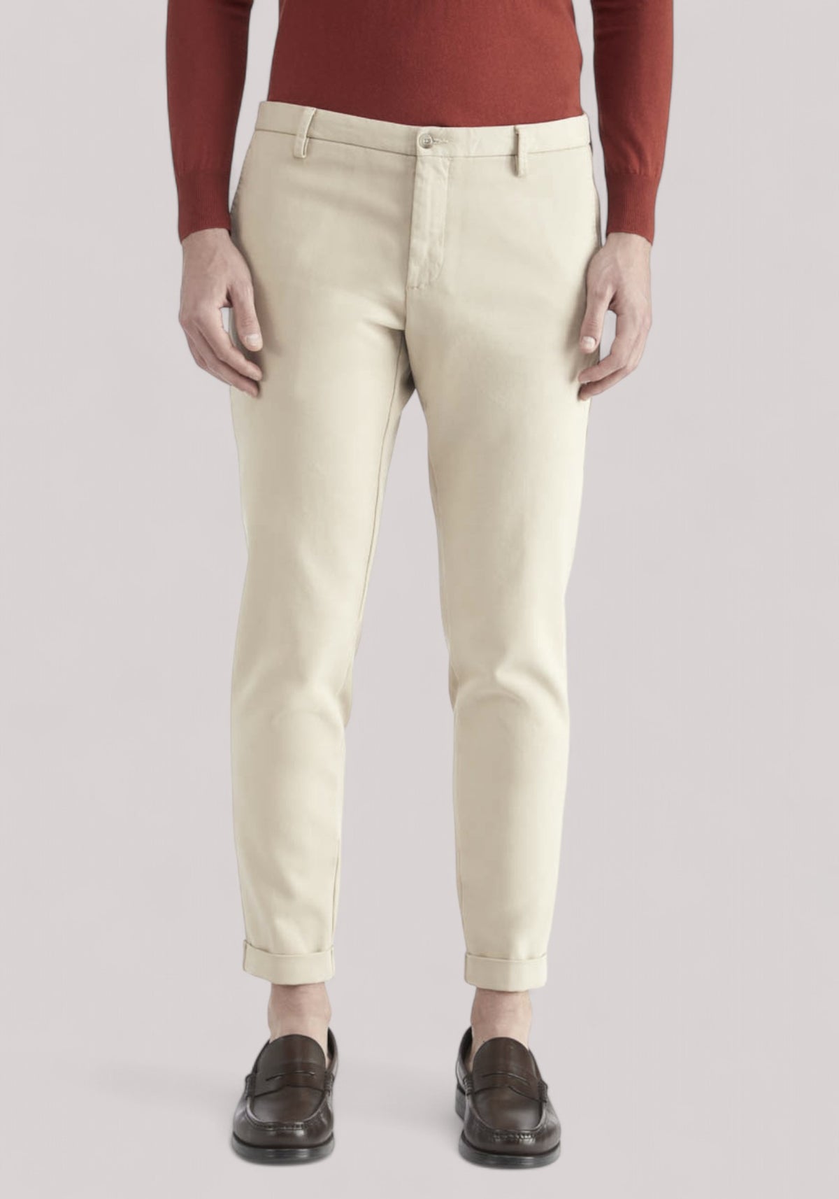 PANTALONE UOMO TRICOTINA SLIMFIT PANNA