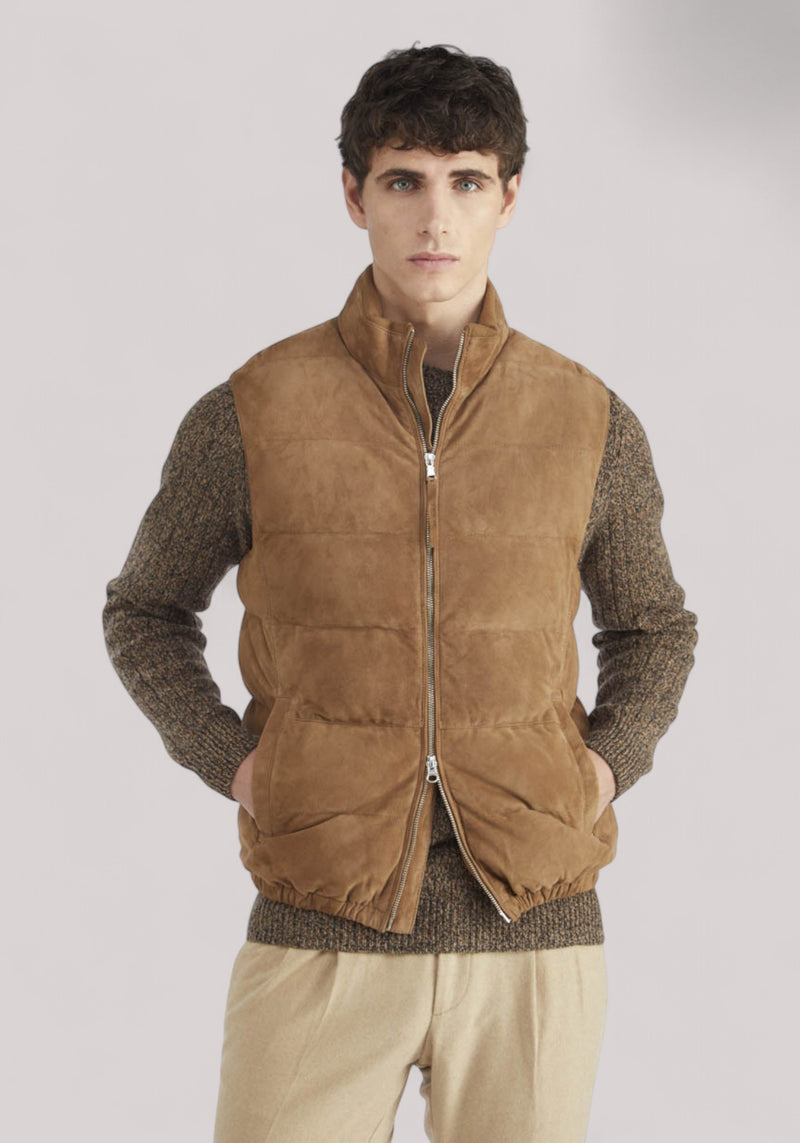 GILET UOMO IN CAMOSCIO CACAO