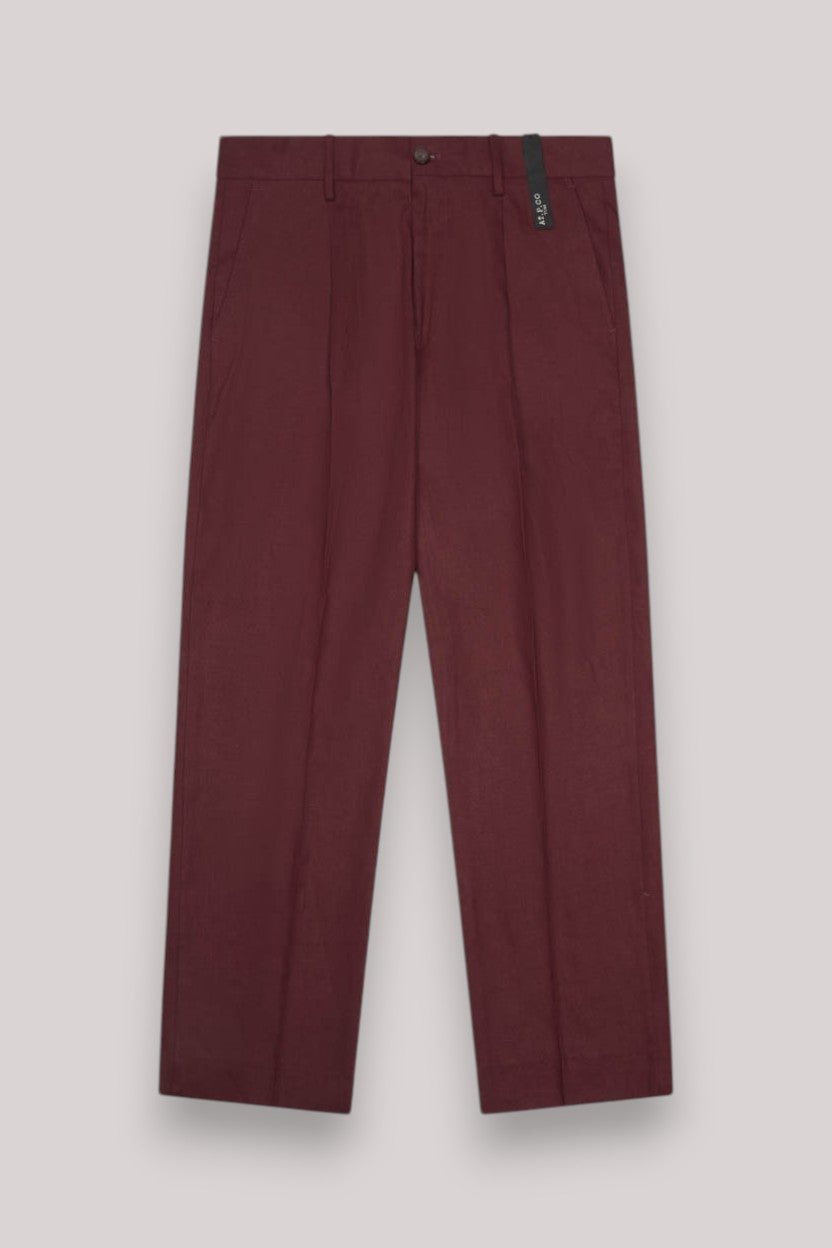 PANTALONE UOMO MISTO LINO BORGOGNA - Linassi