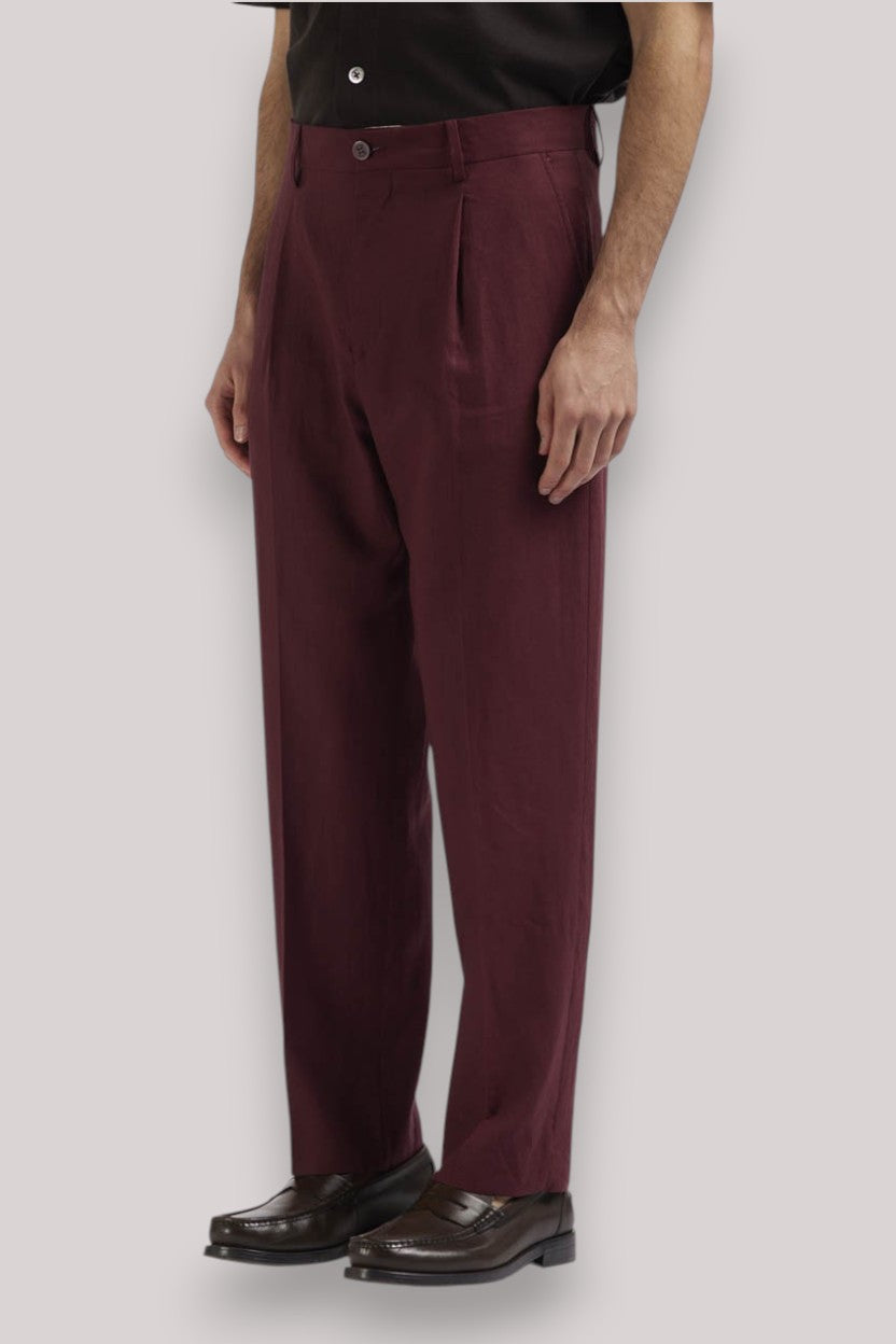 PANTALONE UOMO MISTO LINO BORGOGNA - Linassi