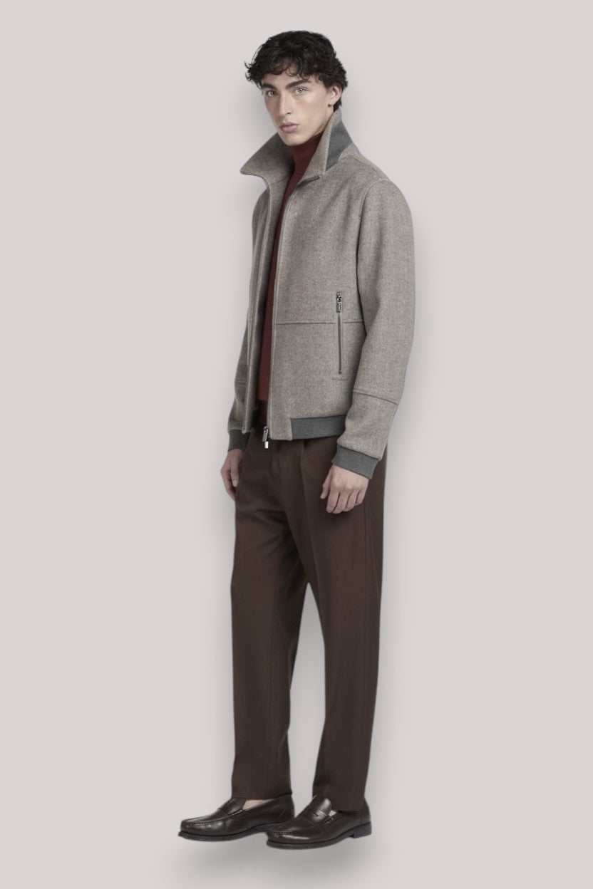 GIUBBINO UOMO IN LANA GRIGIO CHIARO - Linassi