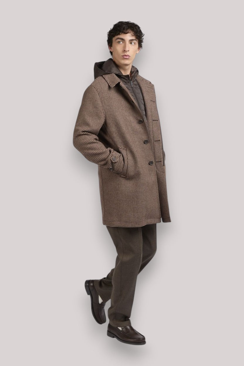CAPPOTTO UOMO CON CAPPUCCIO MARRONE - Linassi