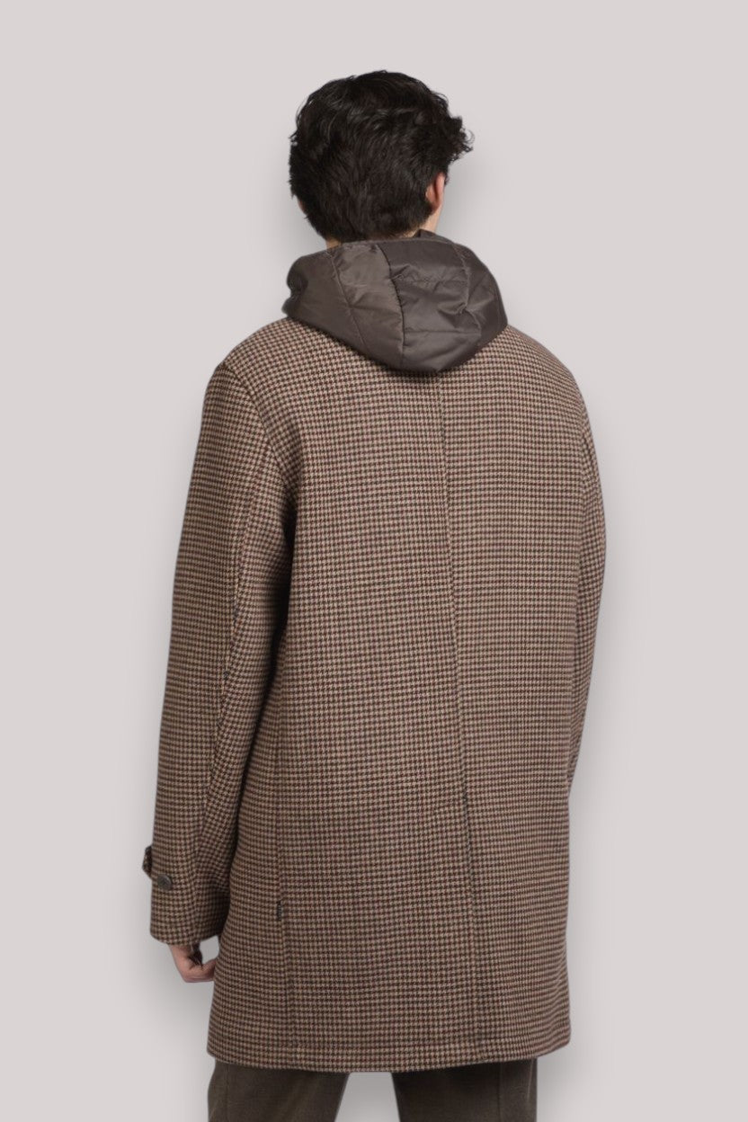 CAPPOTTO UOMO CON CAPPUCCIO MARRONE - Linassi