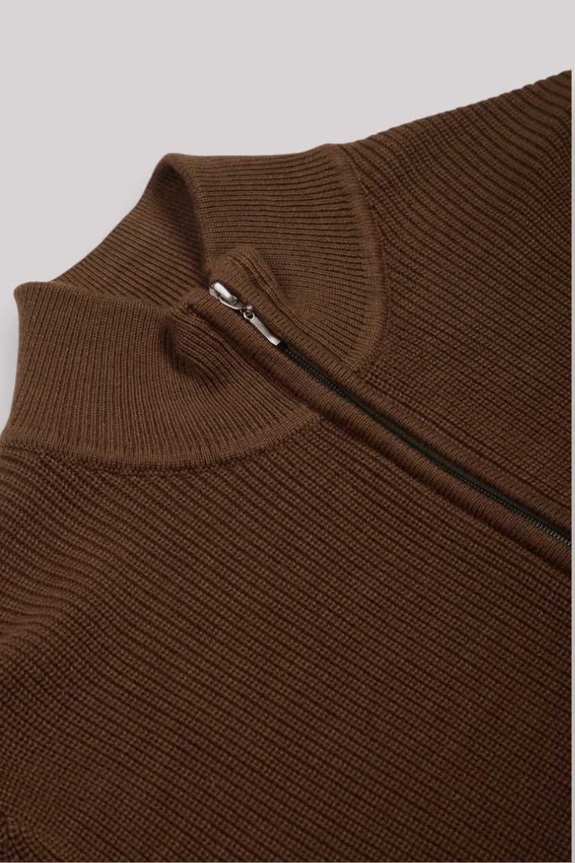 MAGLIA UOMO FULL ZIP CACAO - Linassi