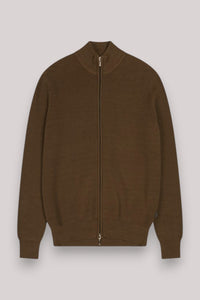 MAGLIA UOMO FULL ZIP CACAO - Linassi