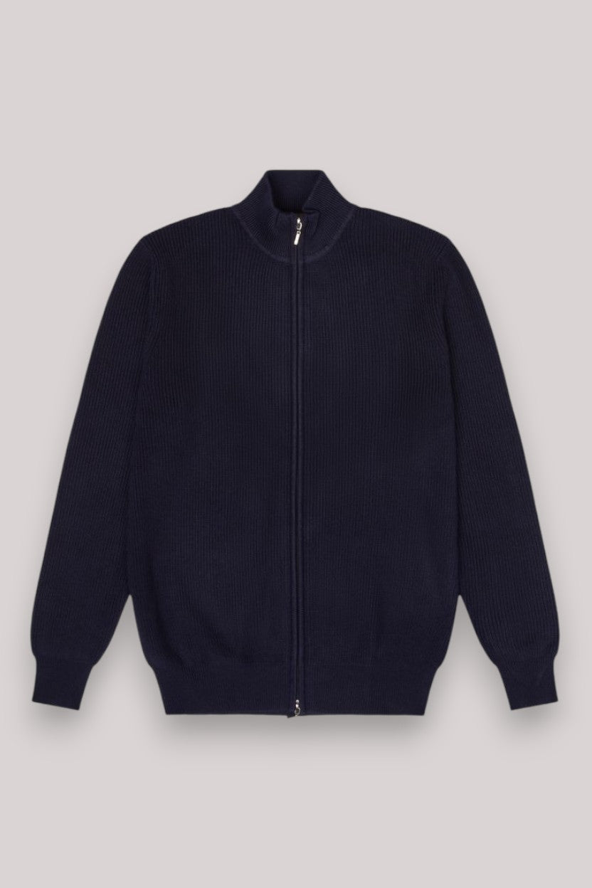 MAGLIA UOMO FULL ZIP BLU NAVY - Linassi