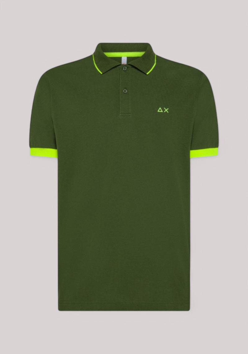 POLO UOMO FLUO SMALL STRIPE VERDE SCURO