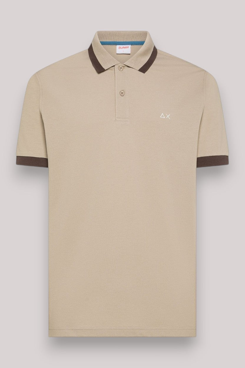 POLO UOMO BIG STRIPE ON COLLAR STONE - Linassi