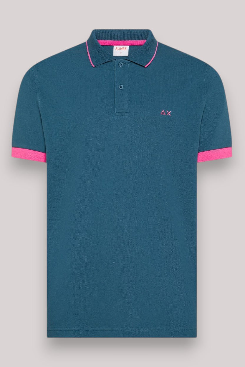 POLO UOMO SMALL STRIPE FLUO AVIO SCURO - Linassi