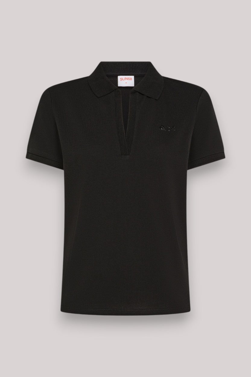 POLO DONNA STRASS NERO - Linassi