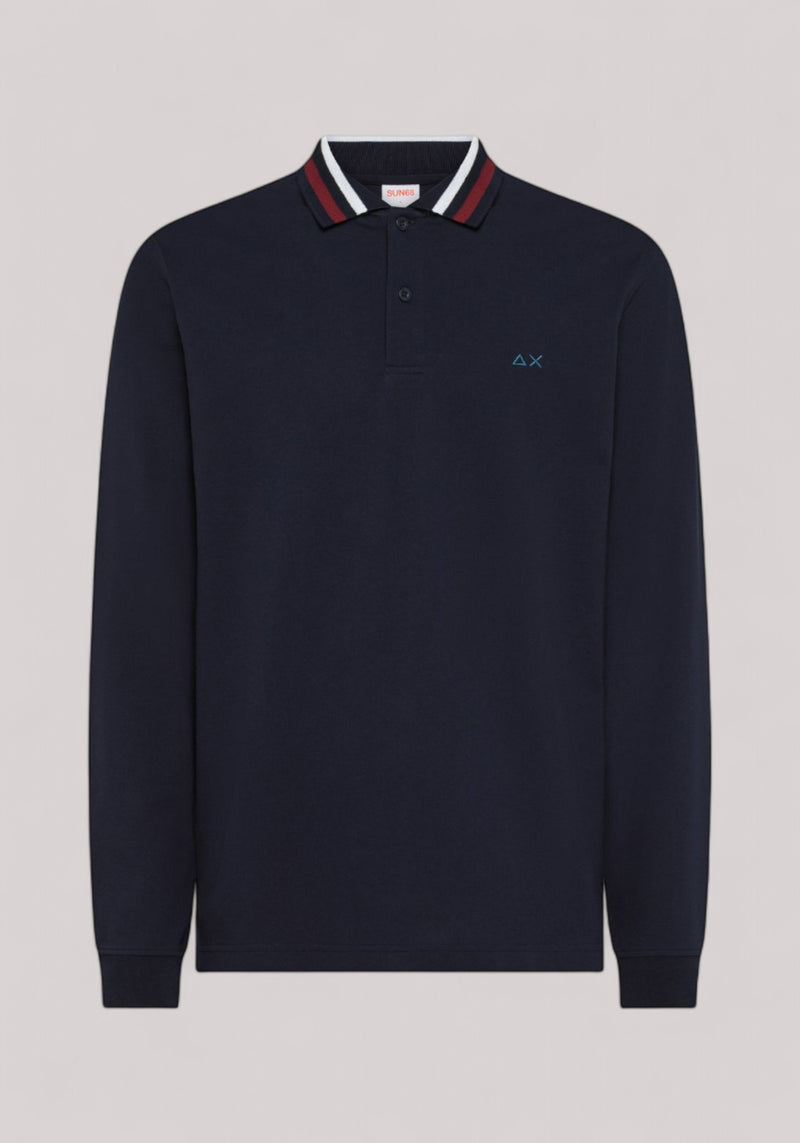 POLO UOMO CON COLLETTO A RIGHE  NAVY BLUE