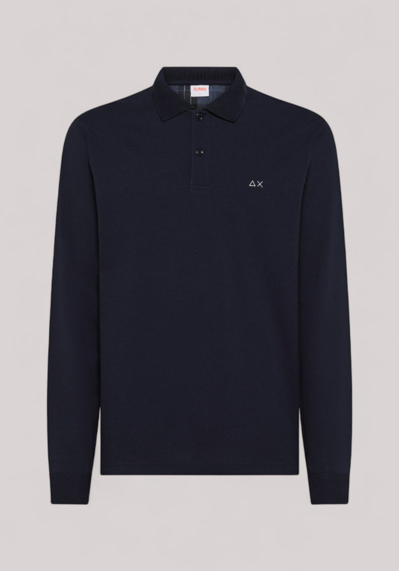 POLO UOMO CON PATCH NAVY BLUE