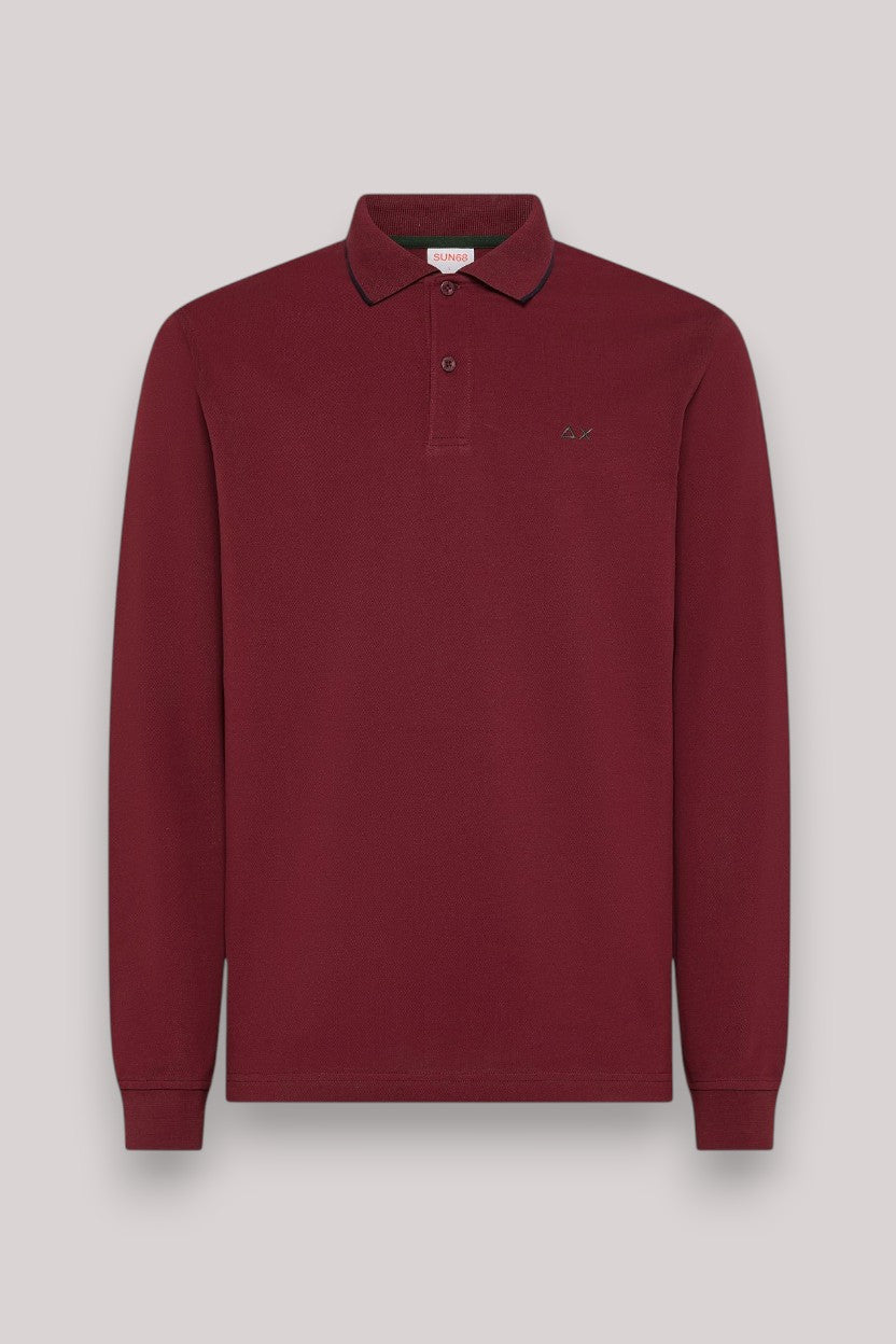 POLO UOMO SMALL STRIPES ON COLLAR BORDEAUX