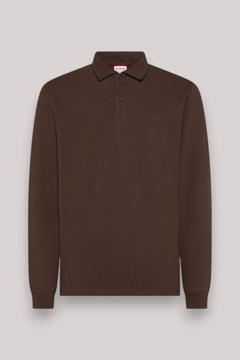 POLO UOMO SMALL STRIPES ON COLLAR TESTA DI MORO