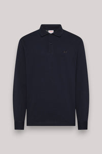 POLO UOMO CONTRAST FABRIC ELBOW L/S NAVY BLUE