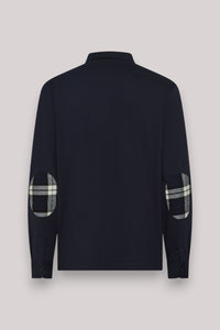POLO UOMO CONTRAST FABRIC ELBOW L/S NAVY BLUE