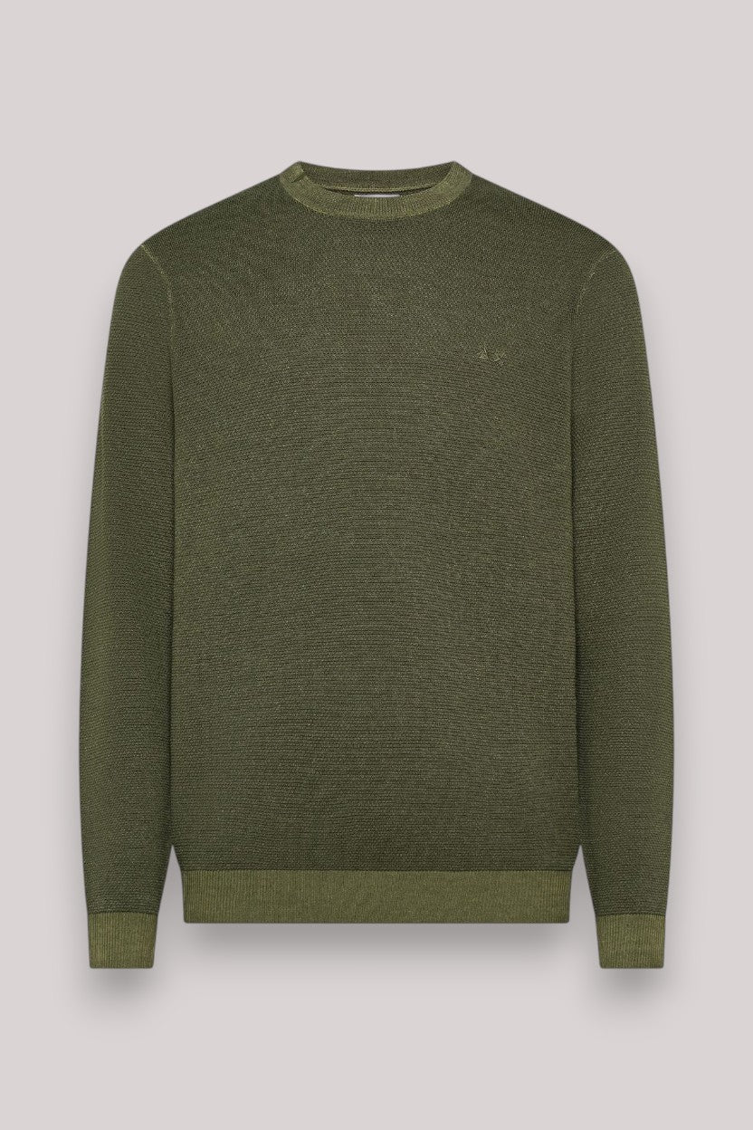 MAGLIA UOMO SWEATER VINTAGE DYED SMALL RIC MILITARE SCURO - K46138 74 - Linassi