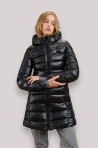 GIACCONE DONNA ADELAIDE NERO interno BEIGE