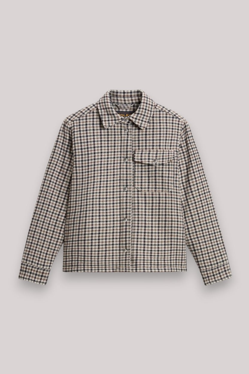 GIUBBINO DONNA OXFORD TAN CHECK - ALASKAN WOOL OVERSHIRT - Linassi