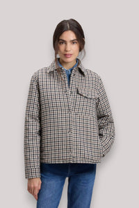 GIUBBINO DONNA OXFORD TAN CHECK - ALASKAN WOOL OVERSHIRT - Linassi