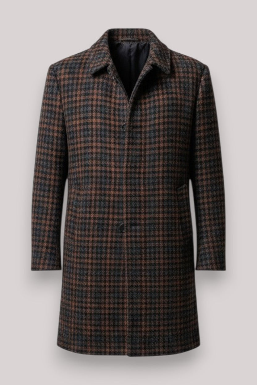 CAPPOTTO UOMO SLIM FIT IN MISTO LANA VERGINE  MARRONE - Linassi