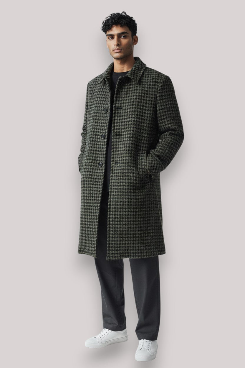 CAPPOTTO UOMO SLIM FIT IN MISTO LANA VERGINE  VERDE MILITARE - Linassi