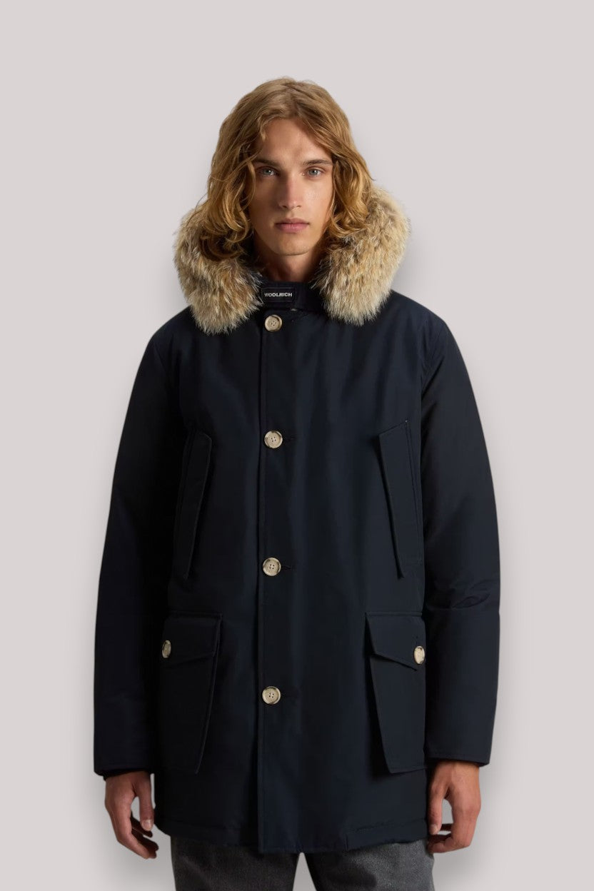 GIACCONE UOMO MELTON BLUE - ARCTIC DETACHABLE FUR PAR - Linassi