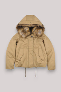 GIACCONE DONNA GOLD KHAKI B - BEST COTTON FAUX FUR SHORT - Linassi