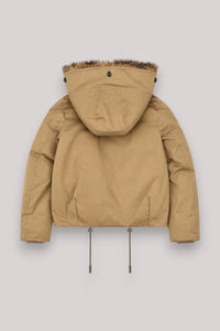 GIACCONE DONNA GOLD KHAKI B - BEST COTTON FAUX FUR SHORT - Linassi