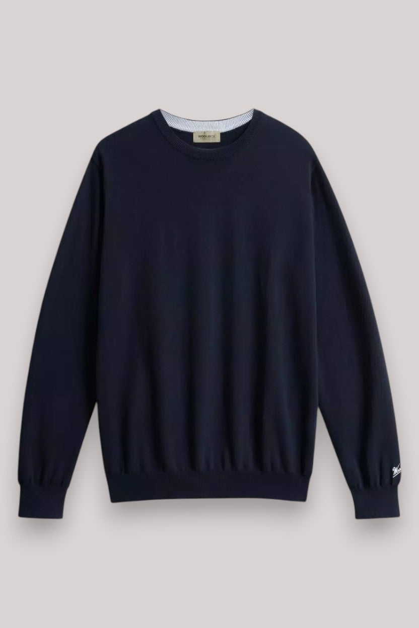 MAGLIA UOMO LOGO IN COTONE MELTON BLUE - Linassi