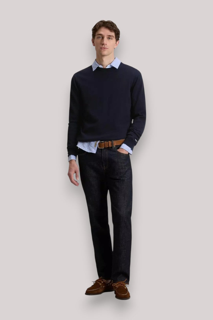 MAGLIA UOMO LOGO IN COTONE MELTON BLUE - Linassi