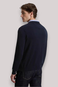 MAGLIA UOMO LOGO IN COTONE MELTON BLUE - Linassi