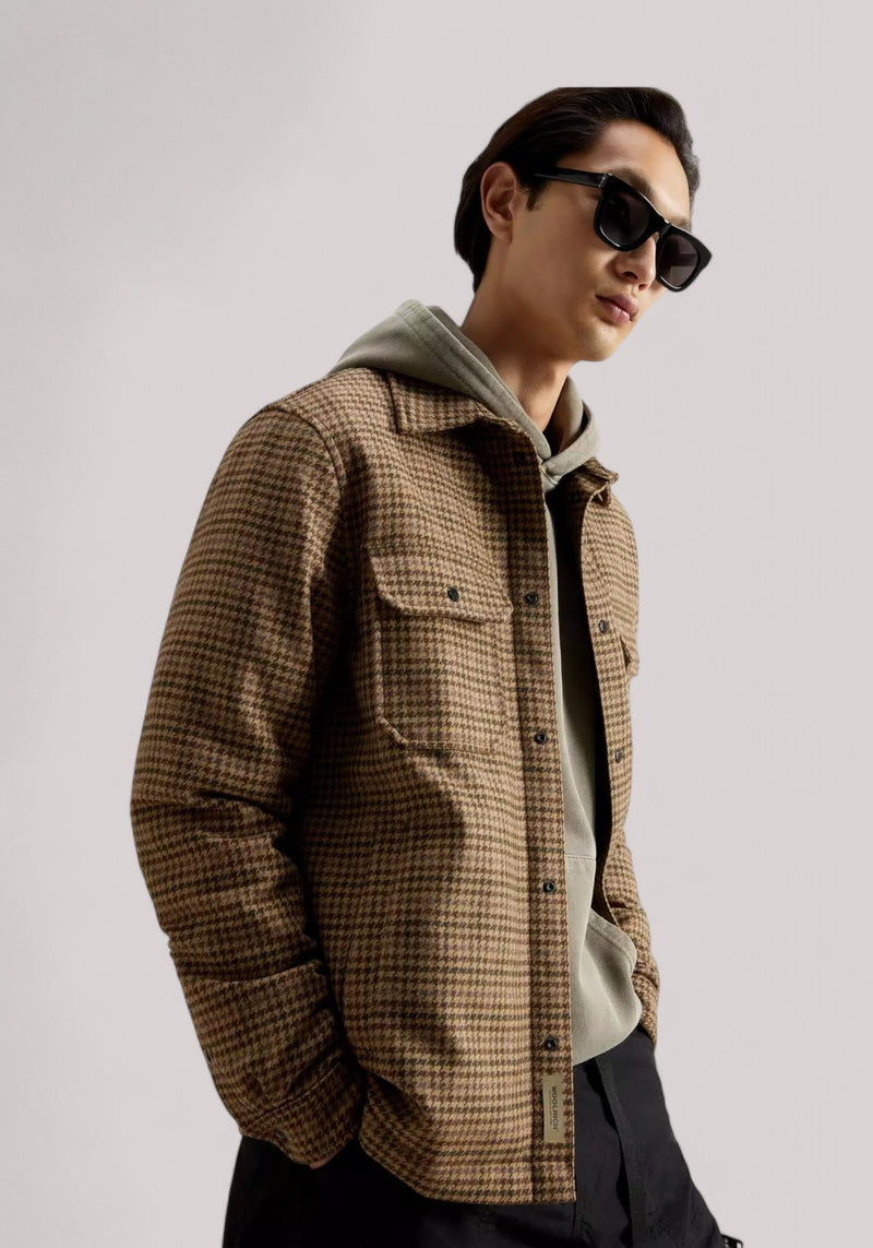 GIUBBINO UOMO ALASKAN WOOL CHECK OVERSHIRT BEIGE