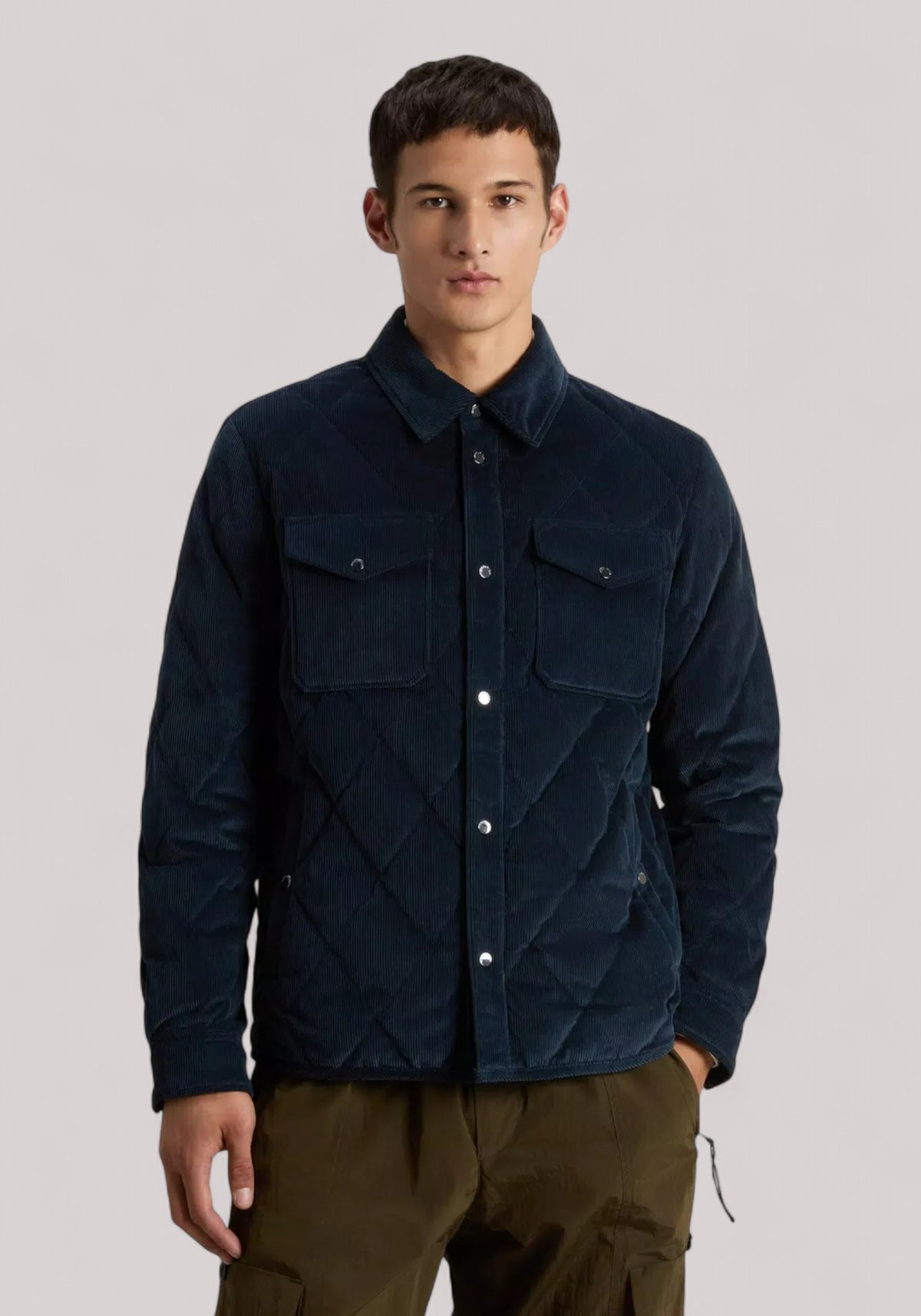 OVERSHIRT UOMO IN VELLUTO MELTON BLUE