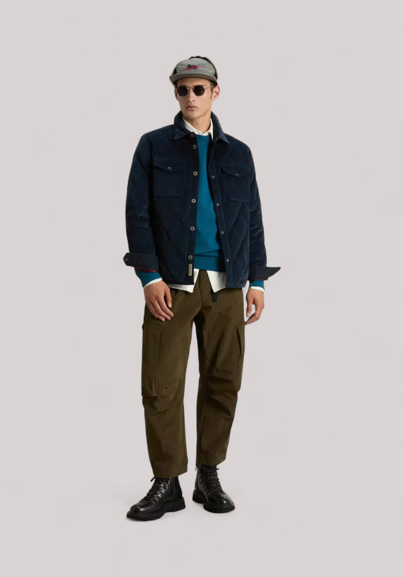 OVERSHIRT UOMO IN VELLUTO MELTON BLUE