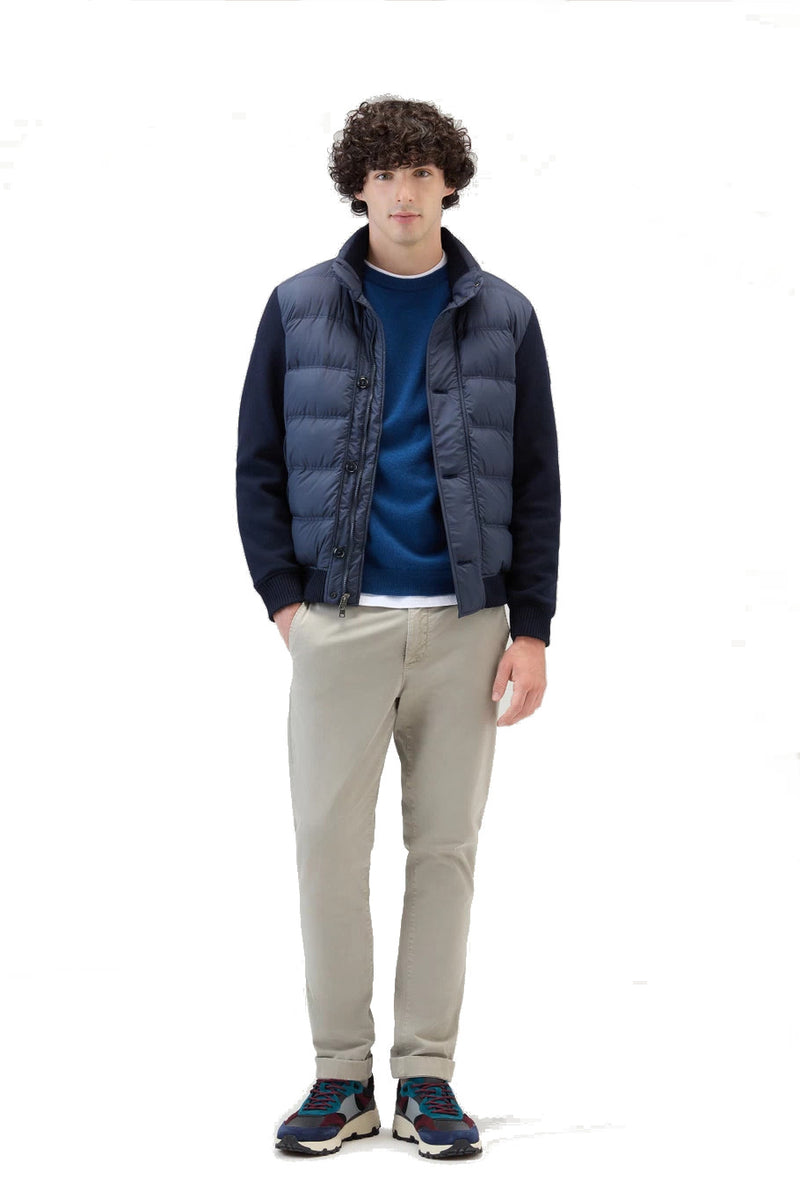 GIUBBINO UOMO MELTON BLUE WOOL BONDED HYBRID FLEECE - CFWOSW0145MRUT2849 3989 - Linassi