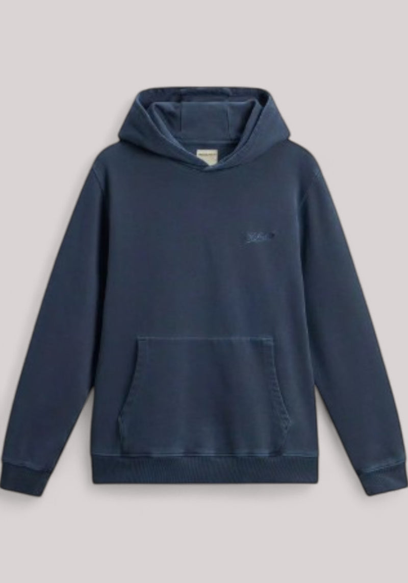 MAGLIA UOMO GARMENT DYED HOODIE MELTON BLUE