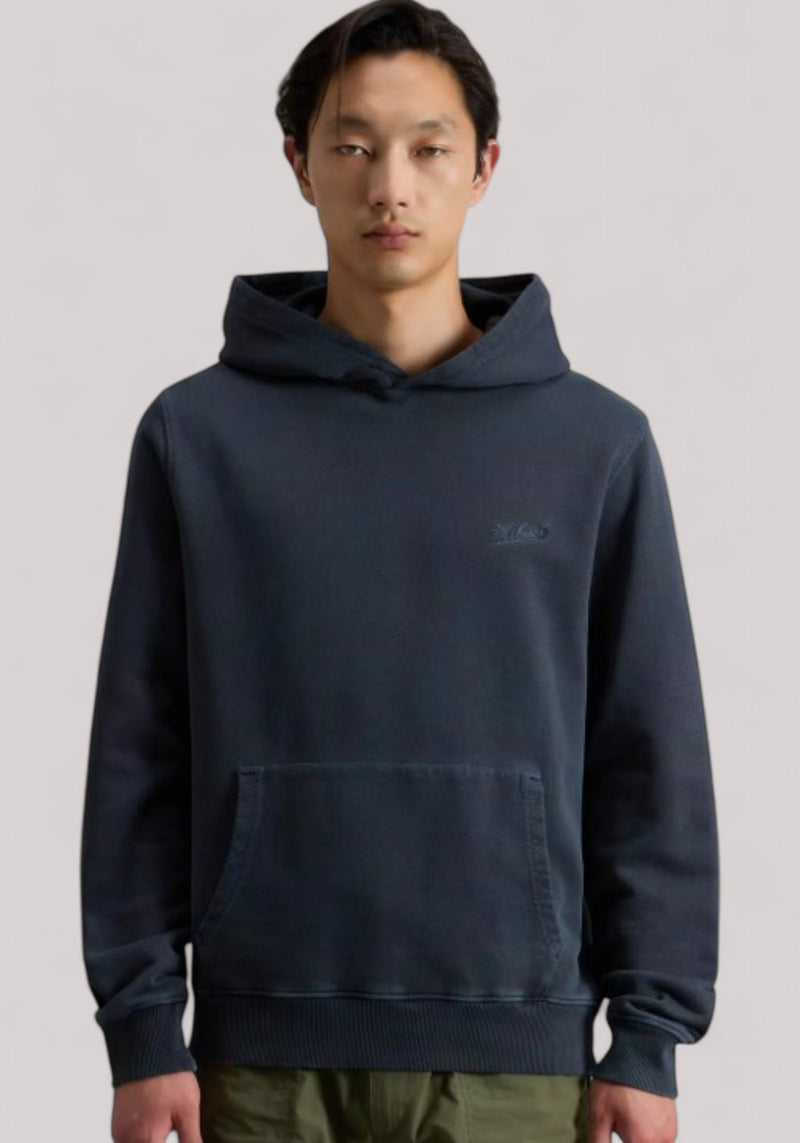 MAGLIA UOMO GARMENT DYED HOODIE MELTON BLUE