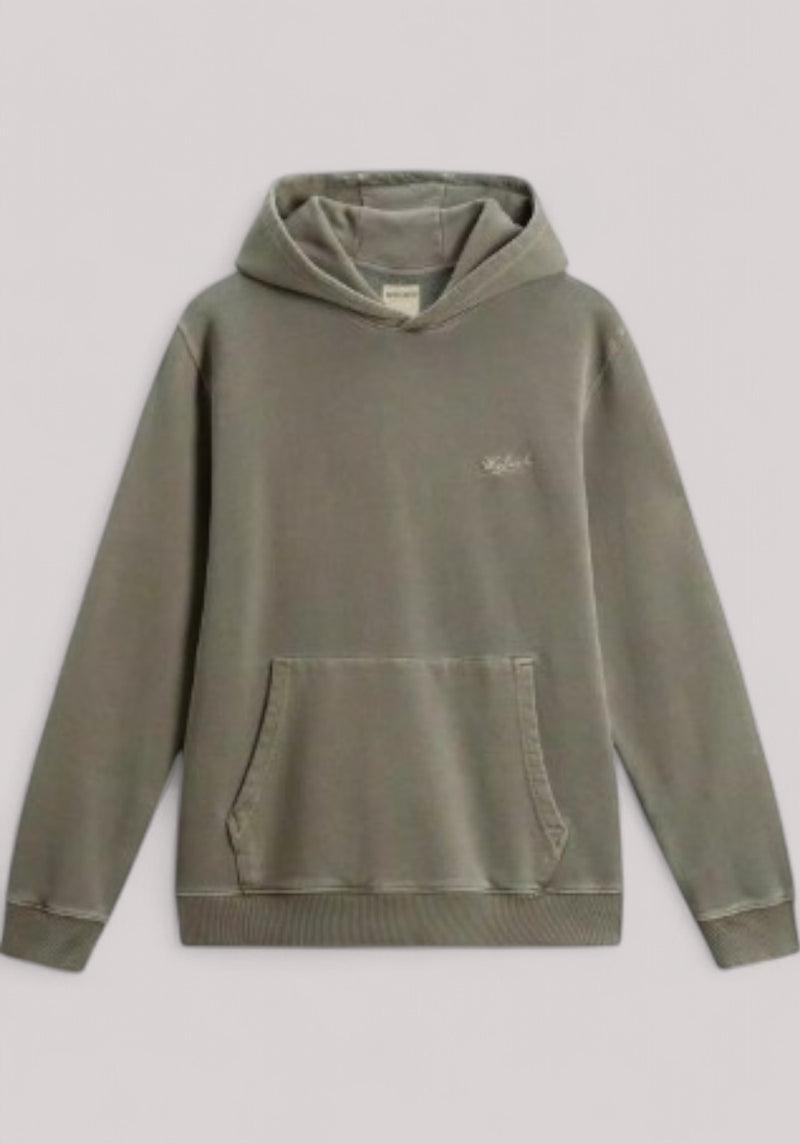 MAGLIA UOMO GARMENT DYED HOODIE GREENSTONE