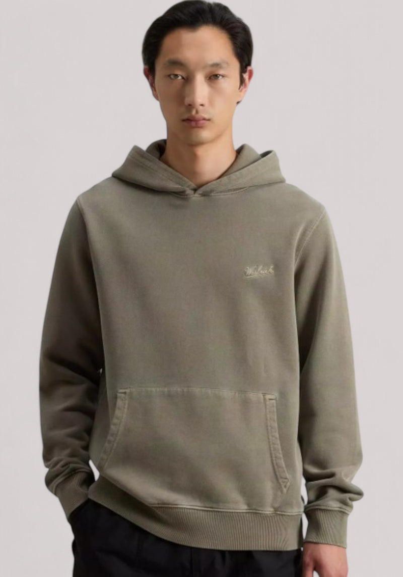 MAGLIA UOMO GARMENT DYED HOODIE GREENSTONE