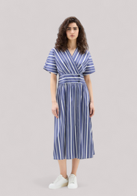 ABITO DONNA IN COTONE TWILIGHT BLUE STRIPE - Linassi