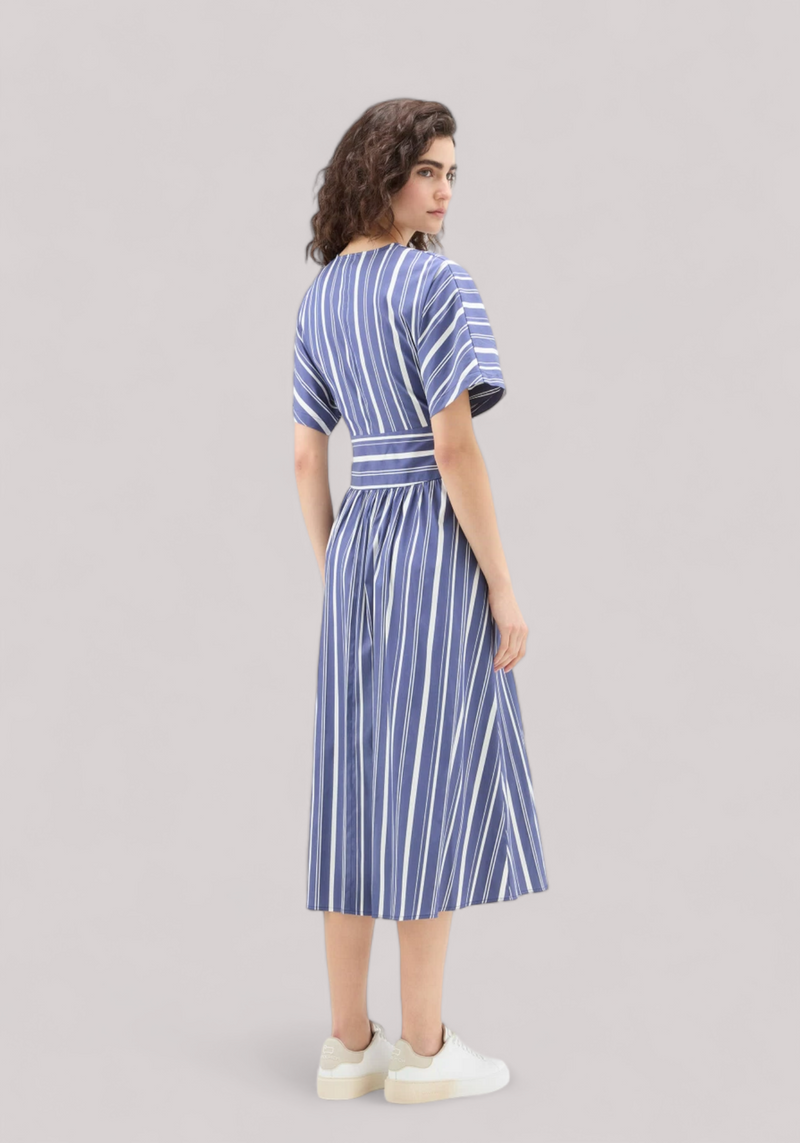 ABITO DONNA IN COTONE TWILIGHT BLUE STRIPE - Linassi