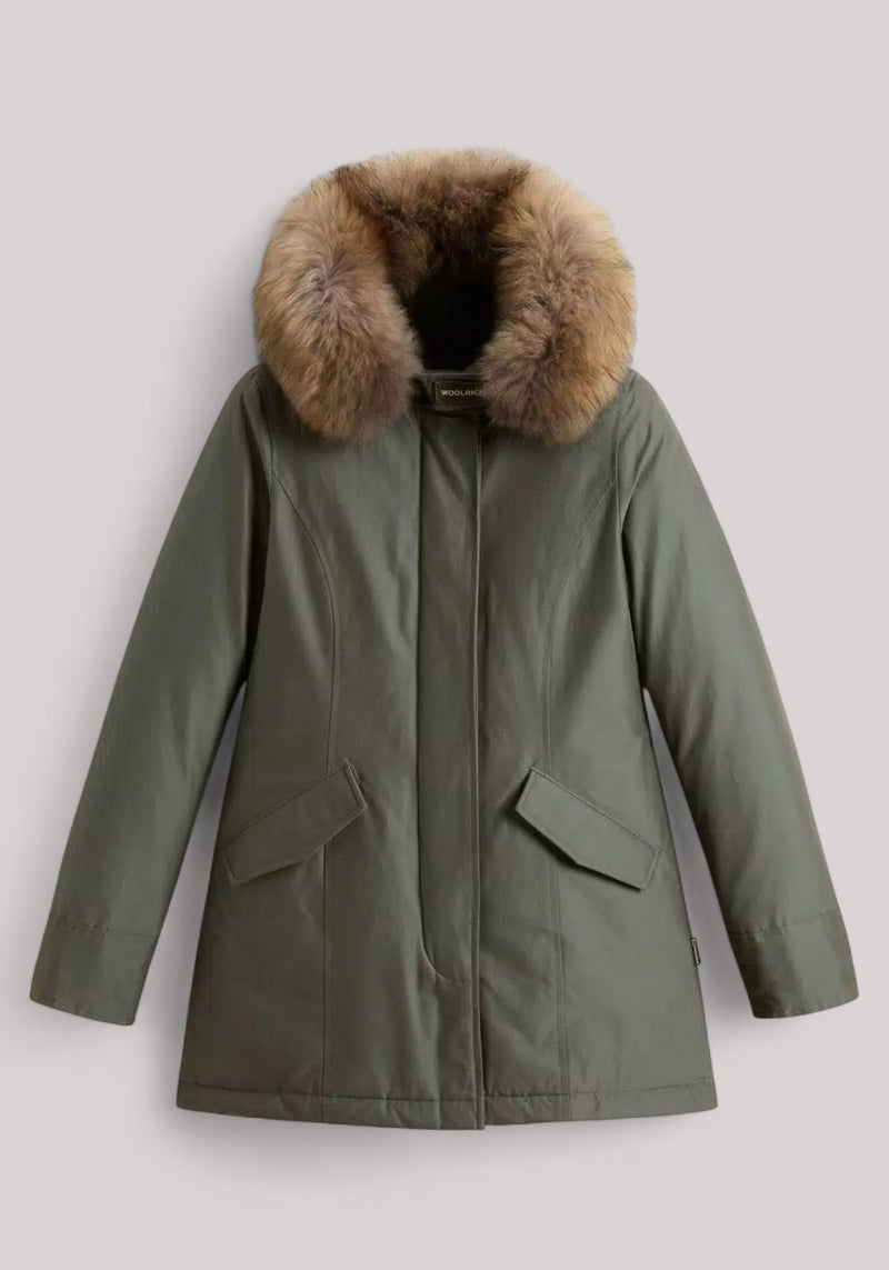 GIACCONE DONNA ARCTIC RACCOON PARKA DARK GREEN TWO TONES
