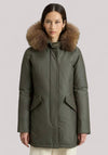 GIACCONE DONNA ARCTIC RACCOON PARKA DARK GREEN TWO TONES