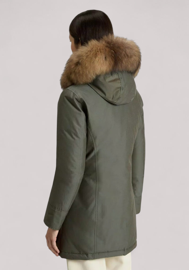 GIACCONE DONNA ARCTIC RACCOON PARKA DARK GREEN TWO TONES