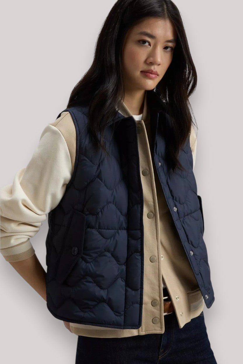 GILET DONNA HERITAGE MELTON BLUE - Linassi