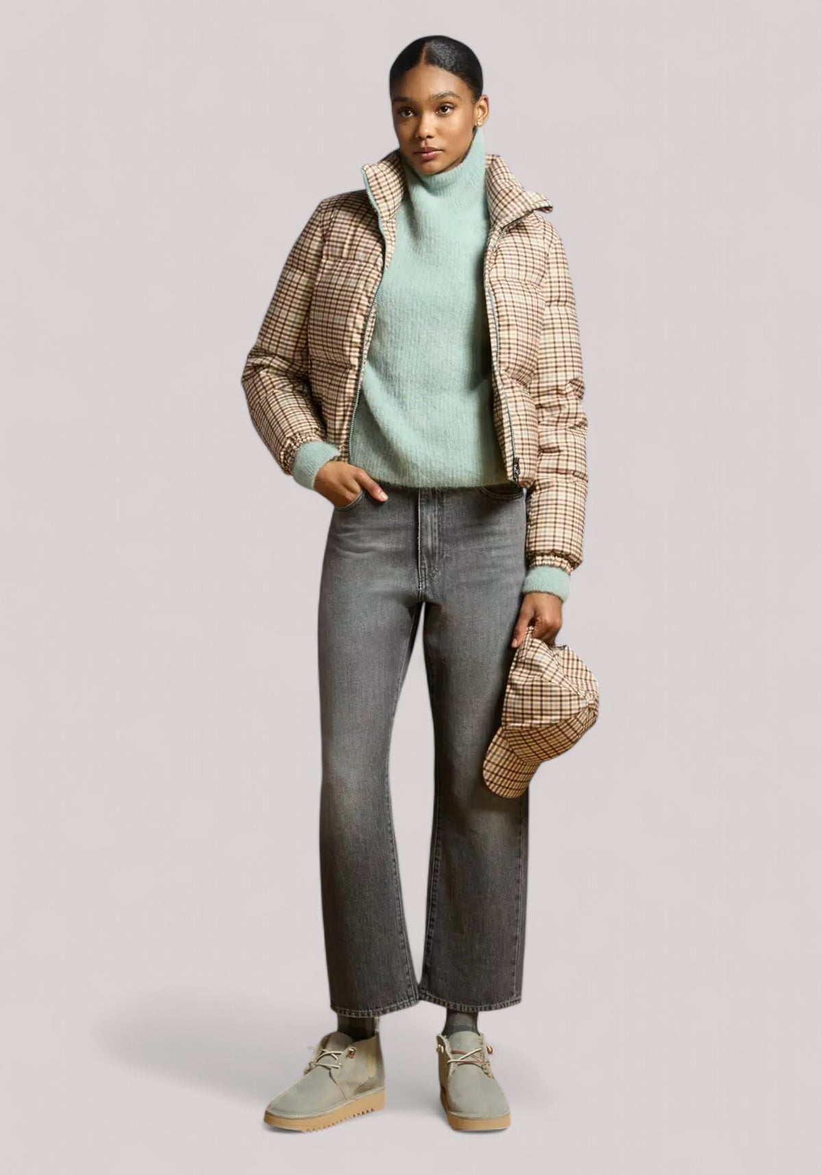 GIACCONE DONNA BEIGE CHECK
