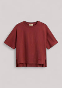 T-SHIRT DONNA IN PURO COTONE MADDER BROWN - Linassi